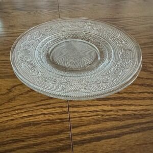 2 Trellis 7" Salad plates clear vintage fleur-de-lis diamond Malaysia dish